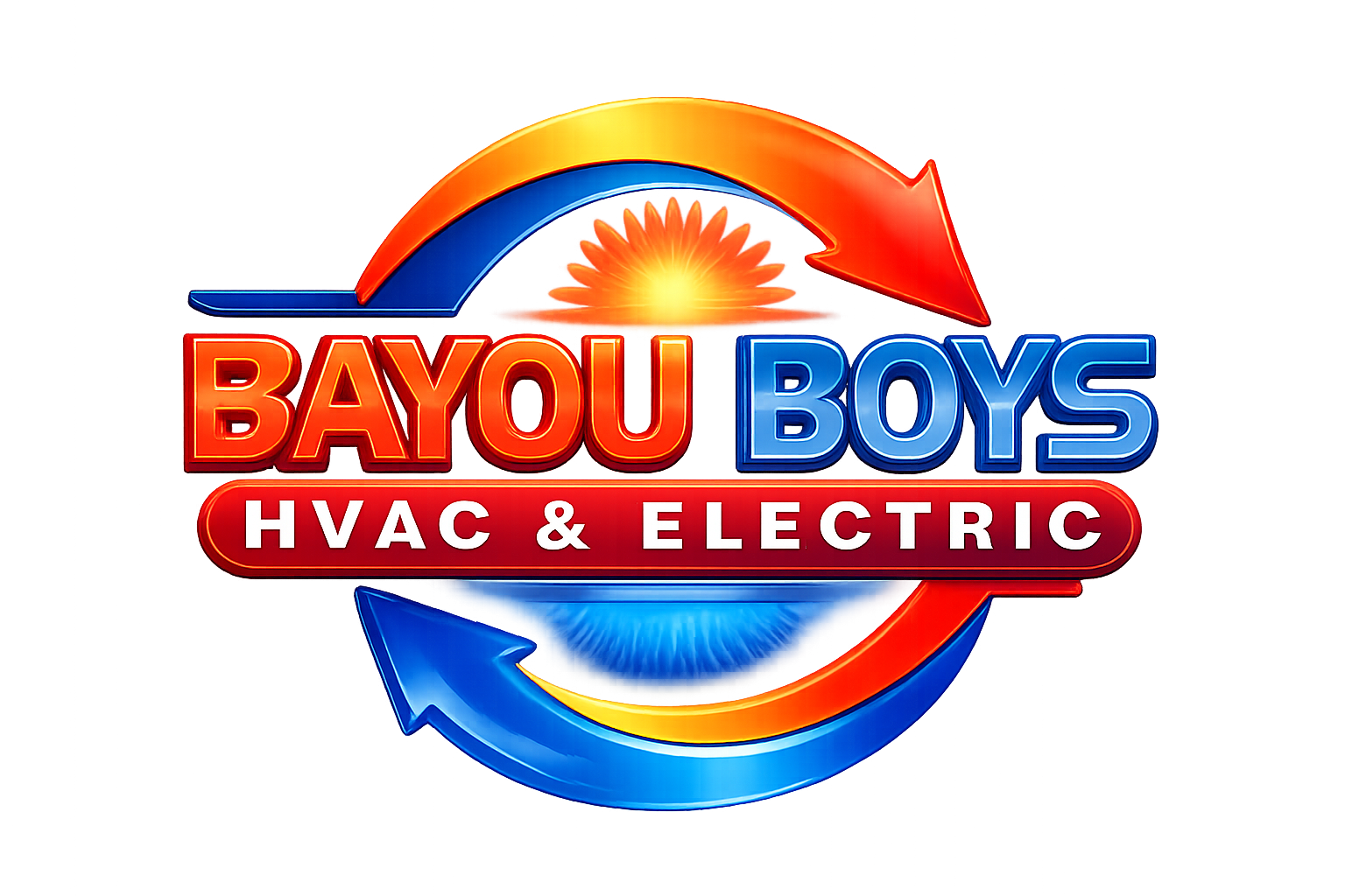 Bayou Boys HVAC and Electric logo with circular blue and orange design